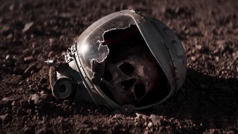 The skull in the space helmet from the movie lumina