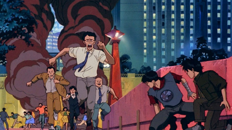 Neo-Tokyo civilians fleeing an explosion in Akira