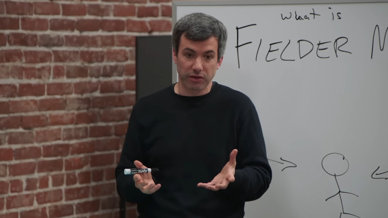 Nathan Fielder explaining the Fielder Method to his class in The Rehearsal