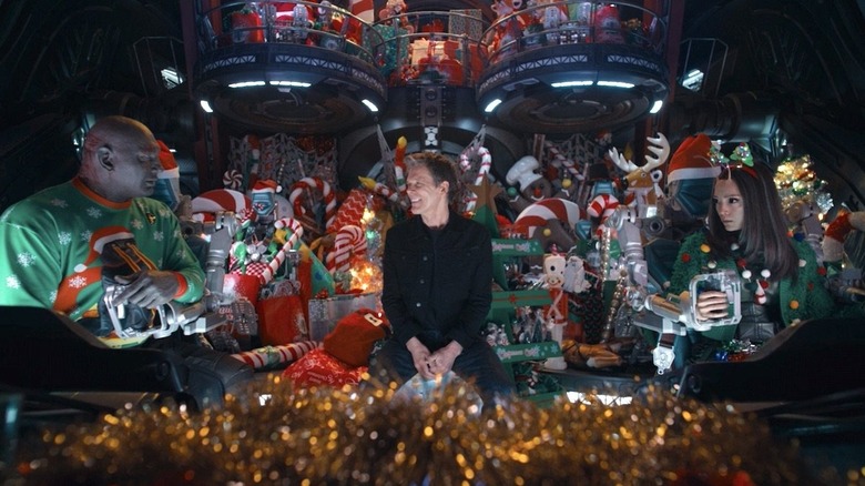 Drax, Kevin Bacon and Mantis in The Guardians of the Galaxy Holiday Special