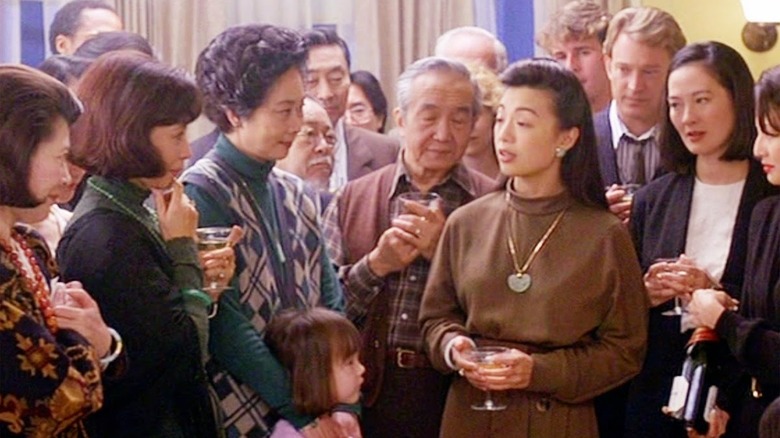 Rosalind Chao holding drink The Joy Luck Club