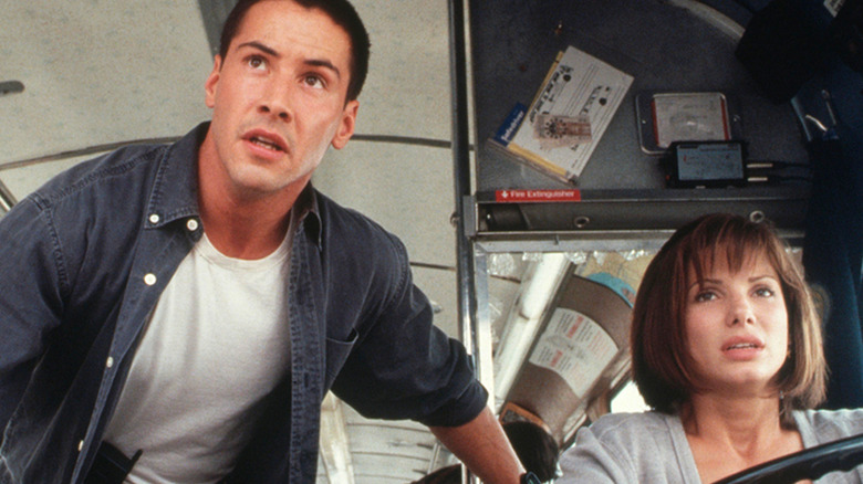 Keanu Reeves as Jack Traven and Sandra Bullock as Annie Porter in Speed