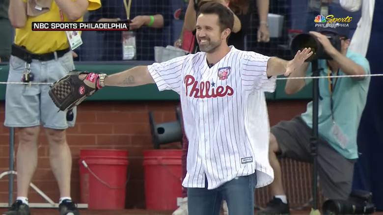 Sports Philadelphia, Chase Utley throws a pitch to Mac