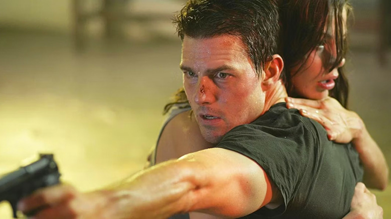 Tom Cruise as Ethan Hunt and Michelle Monaghan as Julia Meade in Mission: Impossible III