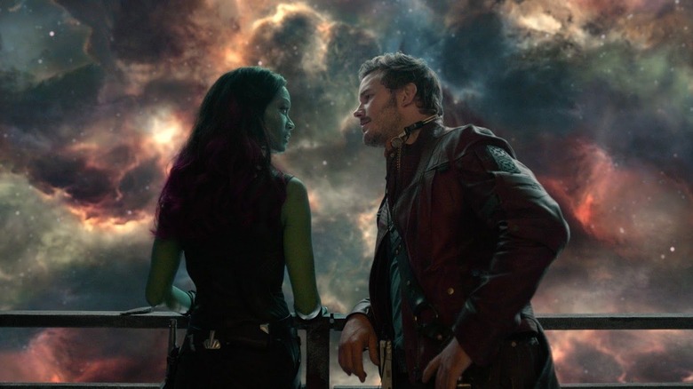 Chris Pratt and Zoe Saldana in Guardians of the Galaxy