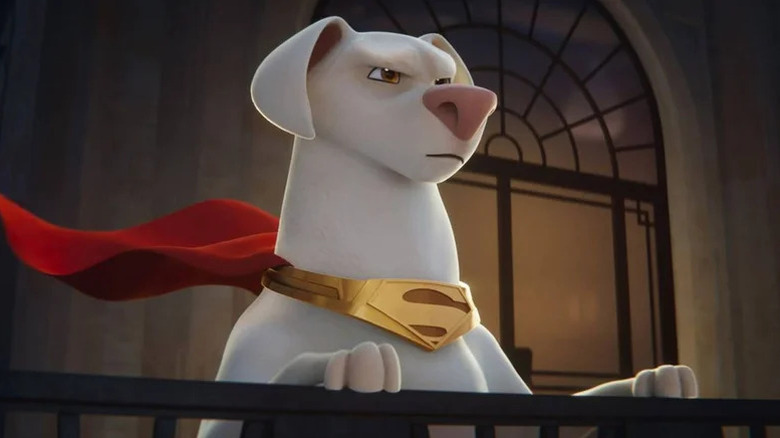 Dwayne Johnson's Krypto looking heroic in DC League of Super-Pets