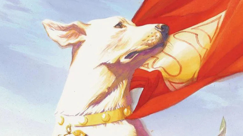 Krypto with a flapping red cape in DC's comic books