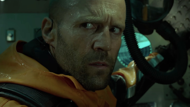 Jason Statham's Jonas Taylor looks worried in The Meg