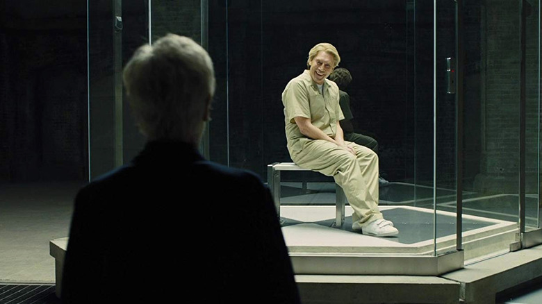 Judi Dench as M and Javier Bardem as Raoul Silva in Skyfall