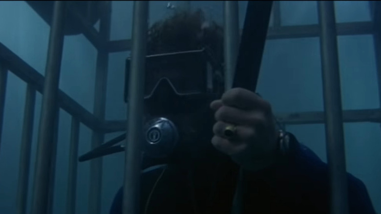 Matt Hooper in his "shark-proof" cage in Jaws