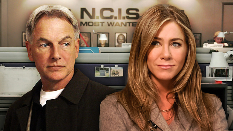 Mark Harmon's NCIS character Leroy Jethro Gibbs with Jennifer Aniston