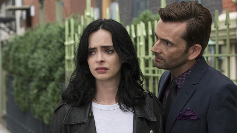 Krysten Ritter and David Tennant in Jessica Jones