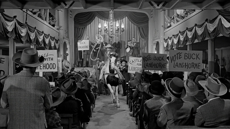 The town hall scene in The Man Who Shot Liberty Valance