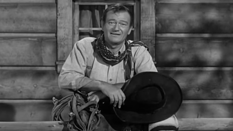 John Wayne aparece como ele mesmo para vender espectadores de televisão no Gunsmoke