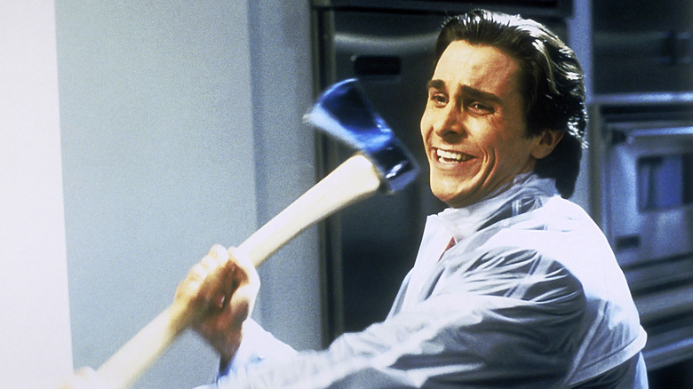 Christian Bale as axe-wielding Patrick Bateman in "American Psycho"