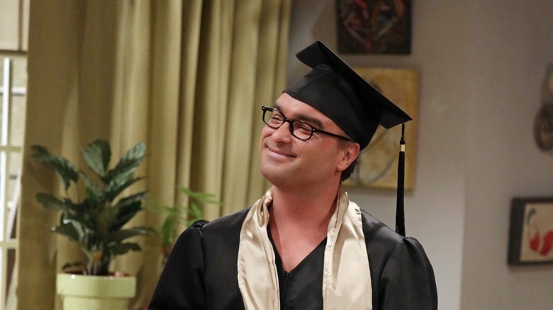 Leonard in a cap and gown on The Big Bang Theory