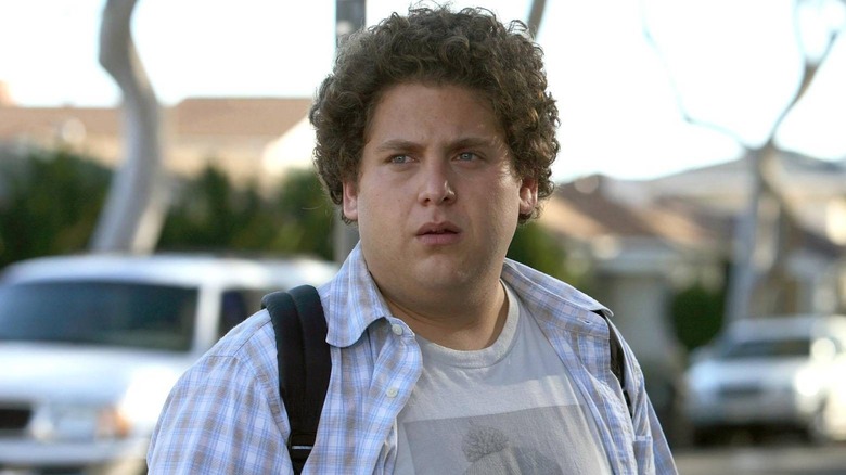 Jonah Hill as Seth looking pensive in Superbad