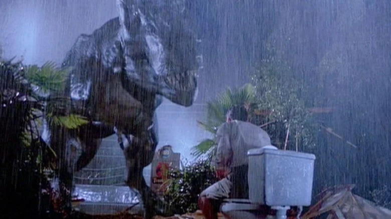 T Rex eats Gennaro on the toilet Jurassic Park