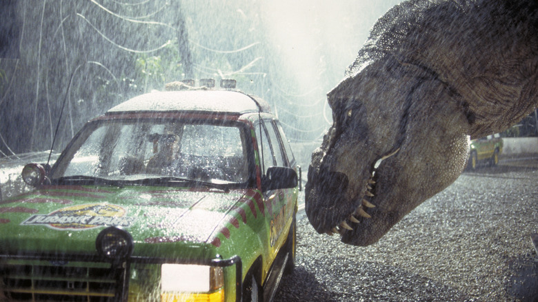 Jurassic Park T-rex rain