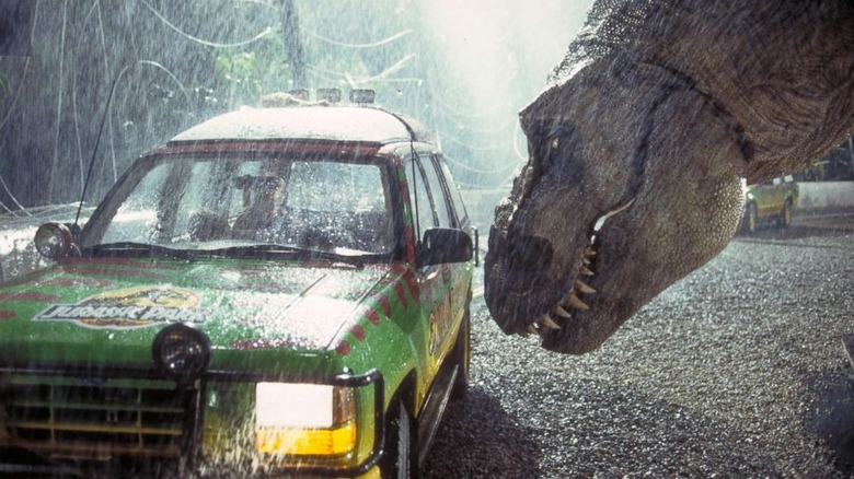 Jurassic Park t rex vs jeep