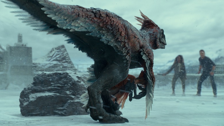 Jurassic World Dominion feathersaur on ice