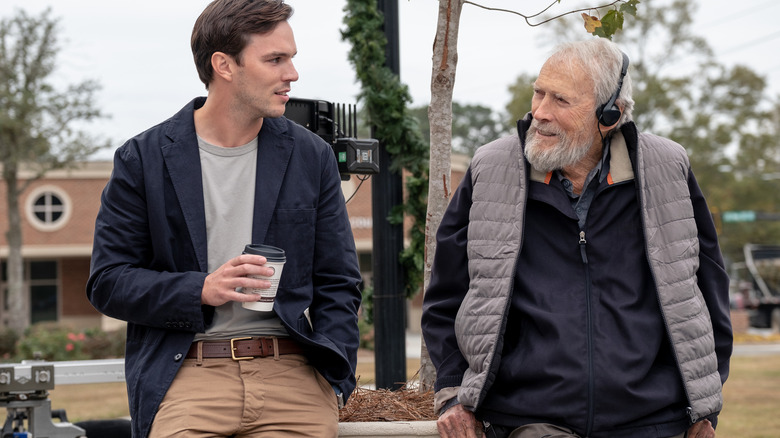 Clint Eastwood and Nicholas Hoult on the set of Juror #2