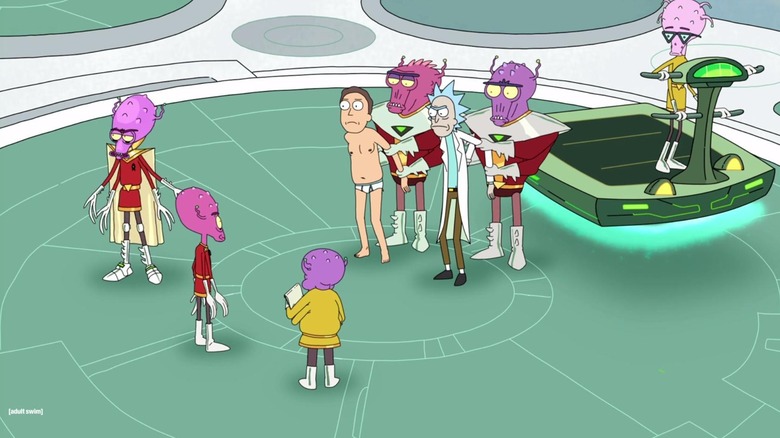 The alien simulation of the M. Night Shaym-Aliens! episode of Rick and Morty