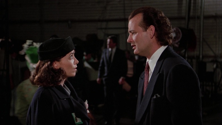 Karen Allen and Bill Murray in Scrooged