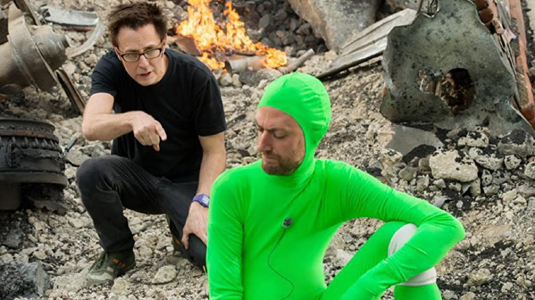 James and Sean Gunn on the Guardians of the Galaxy set