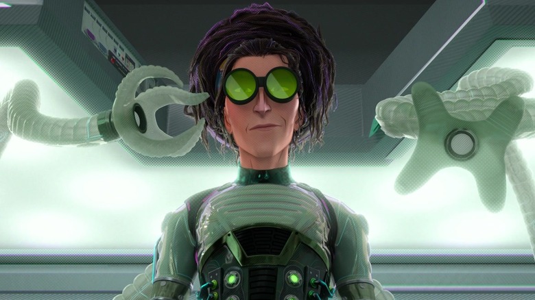 Olivia Octavius, the character voiced by Kathryn Hahn in Spider-Man: Into the Spider-Verse, wielding her tentacles menacingly in her lab