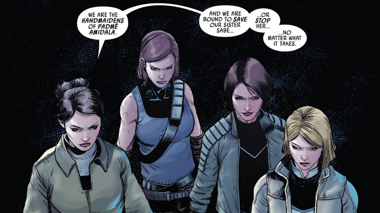 As servas de Padme Amidala prometem resgatar Sabe em Darth Vader #28