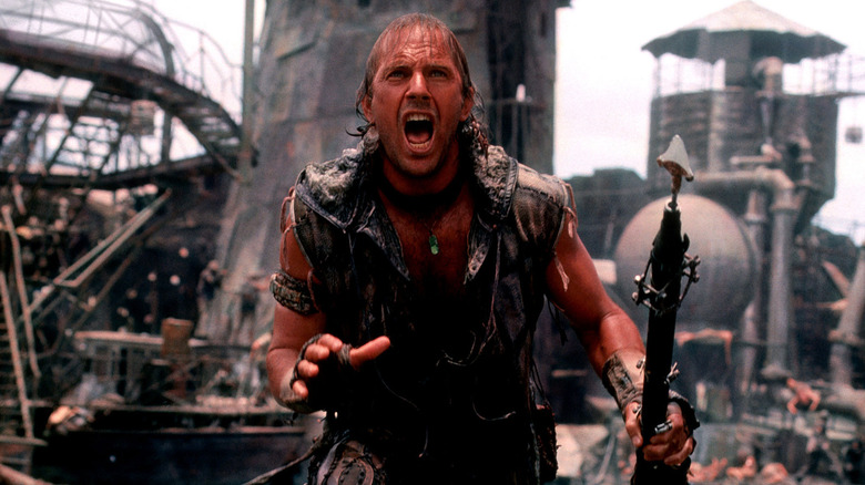 Kevin Costner cries out as The Mariner in Waterworld