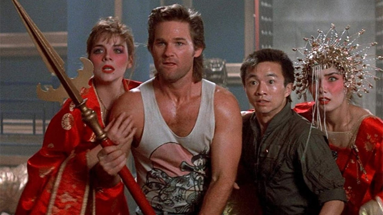 Kim Cattrall, Kurt Russell, Dennis Dun, and Suzee Pai in Big Trouble in Little China