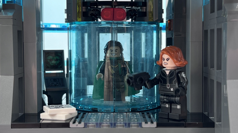 LEGO Avengers Tower Loki in Hulk tank with Black Widow