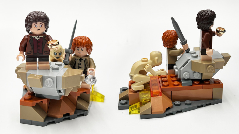 Frodo, Sam, and Gollum cliffside from Lord of the Rings LEGO Barad Dur playset