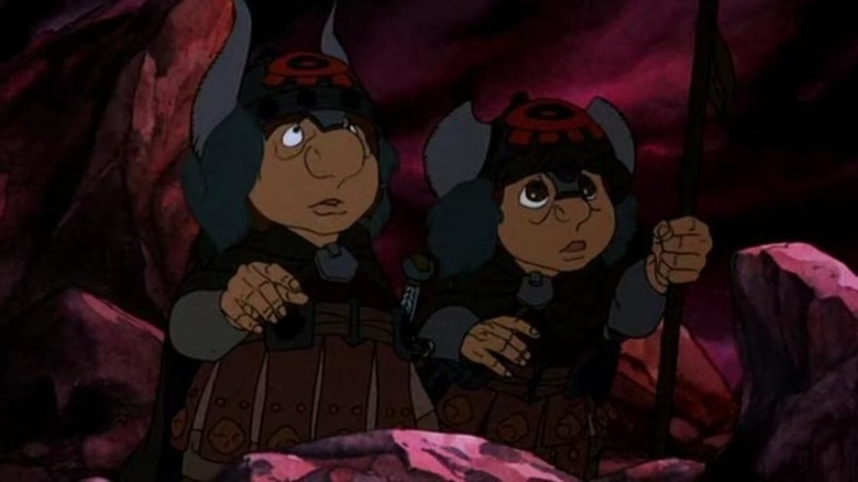 Cartoon versions of Frodo and Sam in Orc costumes in The Return of the King