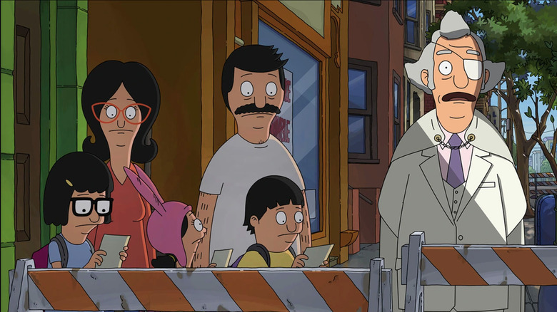 The Belcher Family and Mr. Fischoeder in The Bob's Burgers Movie