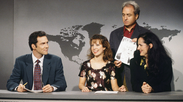 Norm McDonald, Cherie Oteri, Molly Shannon and Lorne Michaels on Saturday Night Live