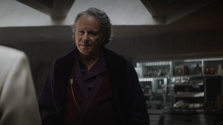 Stellan Skarsgard in Andor with Jedi and Sith Holocrons