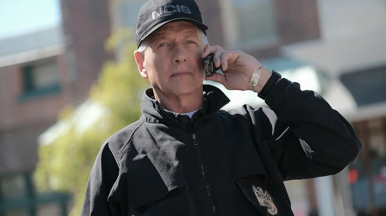 Gibbs takes a phone call while on uniform in NCIS