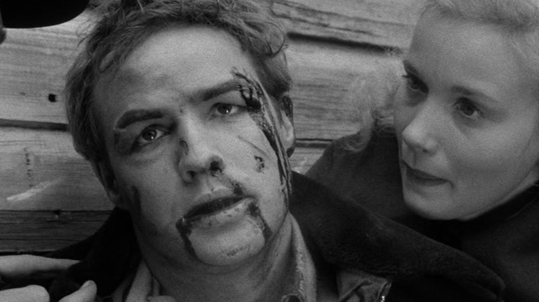 Marlon Brando with blood on his face in On the Waterfront