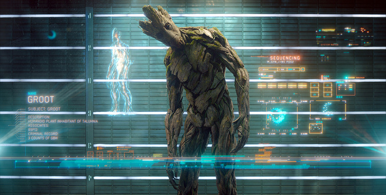 ***SUNDAY CALENDAR SNEAKS FOR APRIL 27, 2014. ***DO NOT USE PRIOR TO PUBLICATION*** Scene from the movie Marvel's Guardians Of The Galaxy Groot (voiced by Vin Diesel) Ph: Film Frame ©Marvel 2014