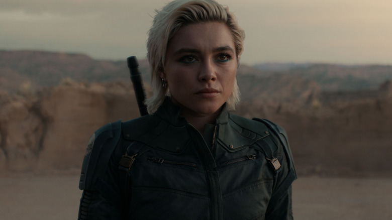 Florence Pugh as Yelena looking serious in Thunderbolts*