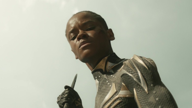 Letitia Wright as Shuri as Black Panther in Black Panther: Wakanda Forever