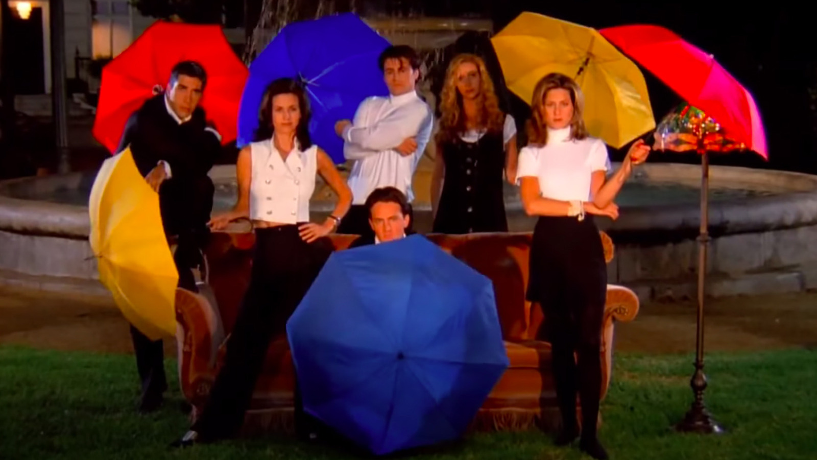 Matthew Perry Provided The Laughs For Friends' Opening Fountain Shoot