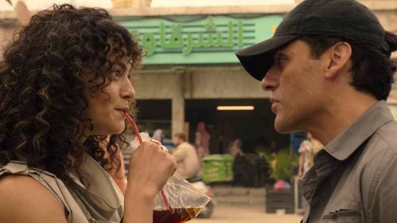 May Calamawy as Layla and Oscar Isaac as Marc in Moon Knight season 1