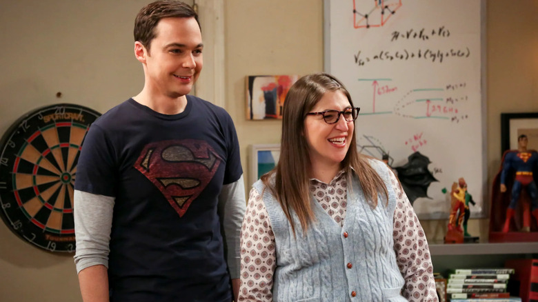 Sheldon and Amy laughing on The Big Bang Theory