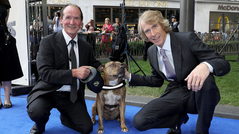 Ray Collin, Freya (the dog), and Michael Bay