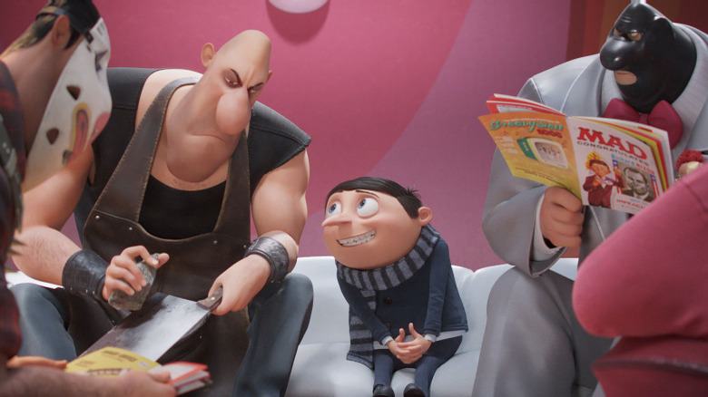 Young Gru with the Vicious 6 in Minions: The Rise of Gru