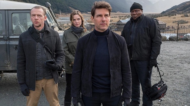 Simon Pegg, Rebecca Ferguson, Tom Cruise, and Ving Rhames